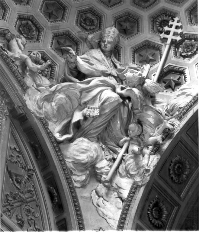 Santi e angeli (decorazione plastica) di Della Valle Filippo (sec. XVIII)